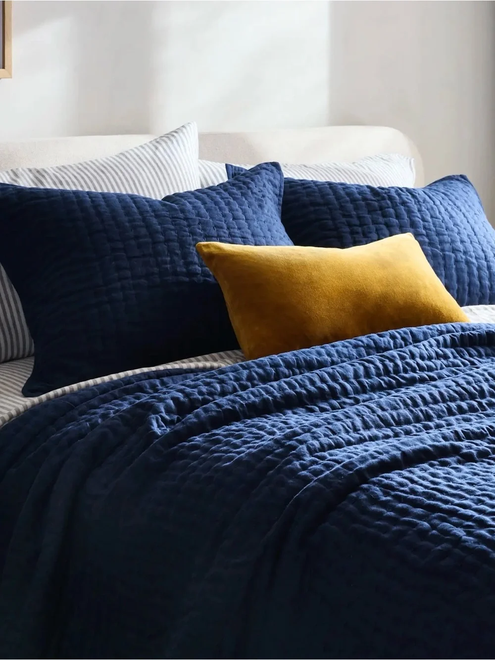 European Double Sided King/Cal King Quilt (ONLY) in Navy - Retail $170